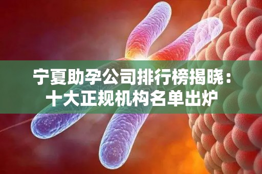 宁夏助孕公司排行榜揭晓：十大正规机构名单出炉