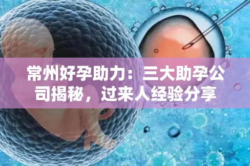 常州好孕助力：三大助孕公司揭秘，过来人经验分享