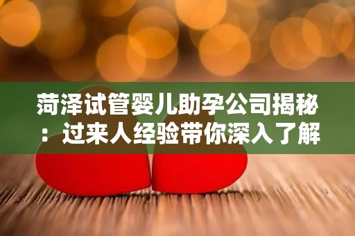 菏泽试管婴儿助孕公司揭秘：过来人经验带你深入了解