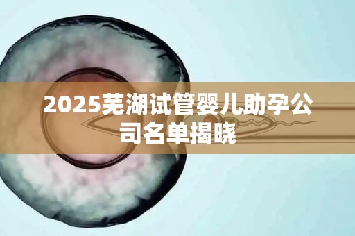 2025芜湖试管婴儿助孕公司名单揭晓