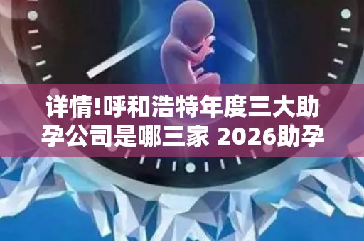详情!呼和浩特年度三大助孕公司是哪三家 2026助孕机构、赫然在列