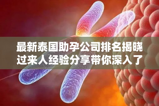 最新泰国助孕公司排名揭晓过来人经验分享带你深入了解