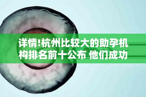 详情!杭州比较大的助孕机构排名前十公布 他们成功率真的很高吗？