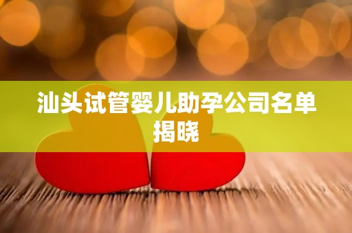 汕头试管婴儿助孕公司名单揭晓