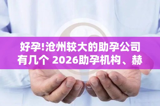 好孕!沧州较大的助孕公司有几个 2026助孕机构、赫然在列