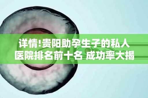 详情!贵阳助孕生子的私人医院排名前十名 成功率大揭秘