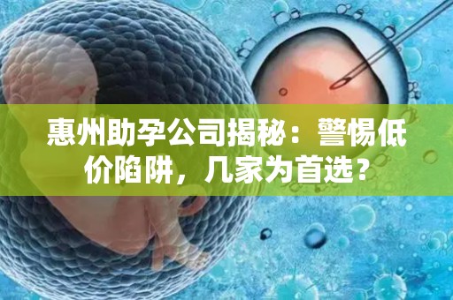 惠州助孕公司揭秘：警惕低价陷阱，几家为首选？