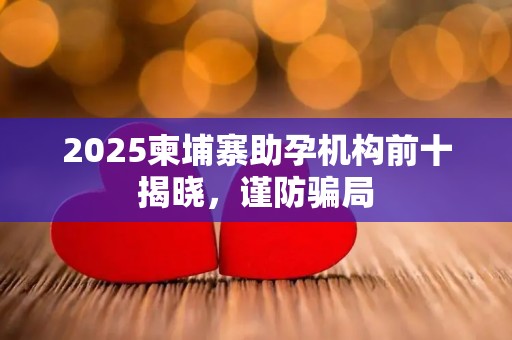 2025柬埔寨助孕机构前十揭晓，谨防骗局