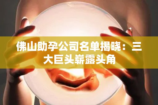 佛山助孕公司名单揭晓：三大巨头崭露头角