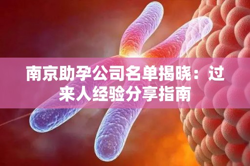 南京助孕公司名单揭晓：过来人经验分享指南