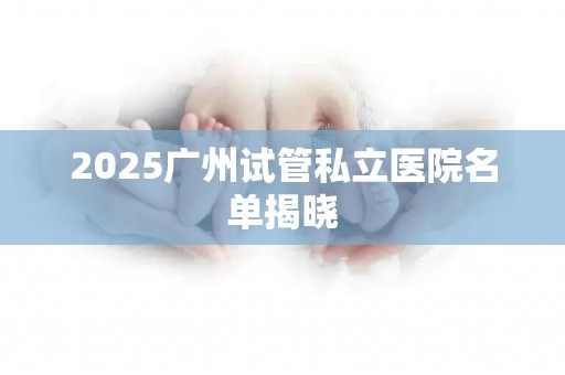 2025广州试管私立医院名单揭晓
