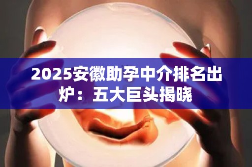2025安徽助孕中介排名出炉：五大巨头揭晓