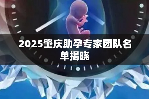 2025肇庆助孕专家团队名单揭晓