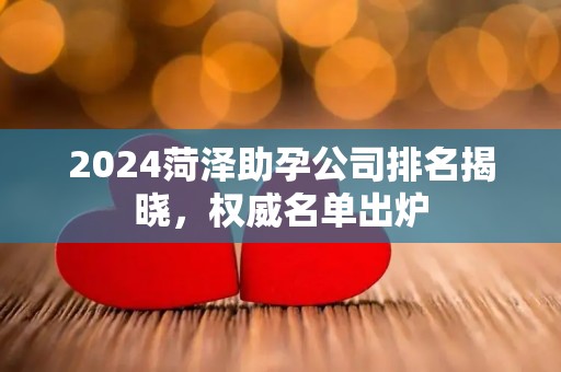 2024菏泽助孕公司排名揭晓，权威名单出炉