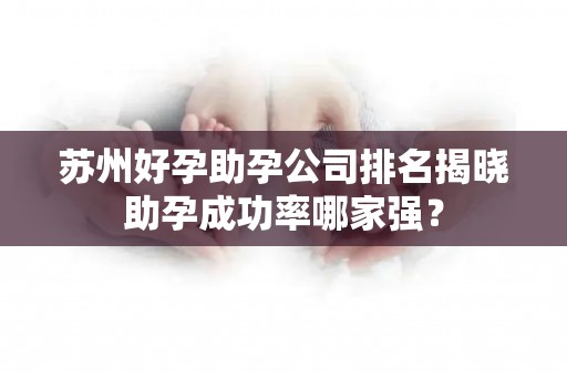 苏州好孕助孕公司排名揭晓助孕成功率哪家强？