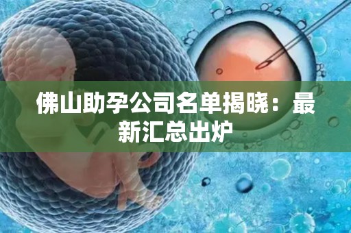 佛山助孕公司名单揭晓：最新汇总出炉