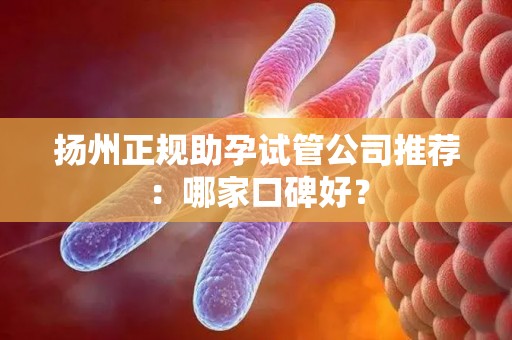 扬州正规助孕试管公司推荐：哪家口碑好？