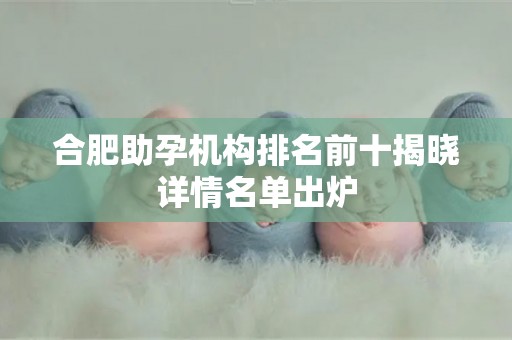 合肥助孕机构排名前十揭晓详情名单出炉