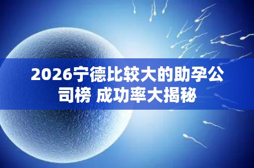 2026宁德比较大的助孕公司榜 成功率大揭秘