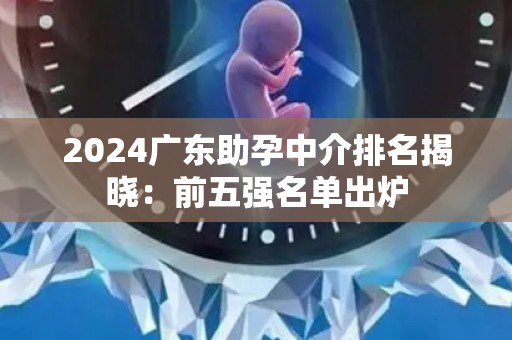 2024广东助孕中介排名揭晓：前五强名单出炉