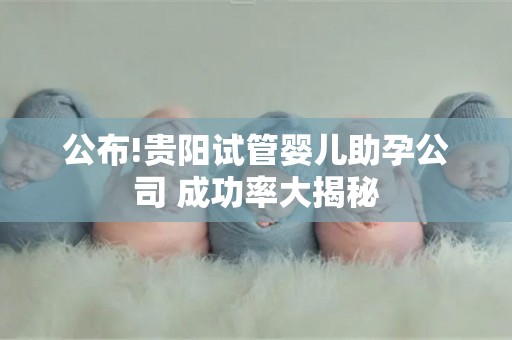 公布!贵阳试管婴儿助孕公司 成功率大揭秘