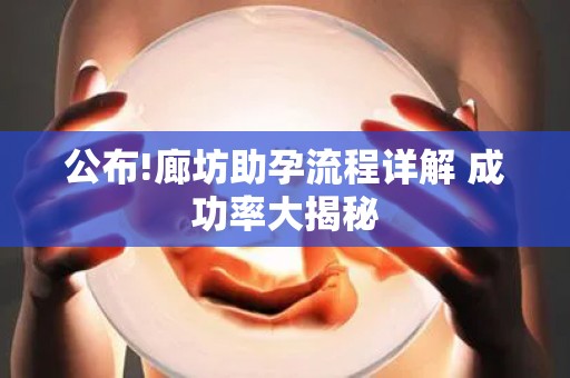 公布!廊坊助孕流程详解 成功率大揭秘