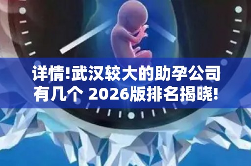 详情!武汉较大的助孕公司有几个 2026版排名揭晓!