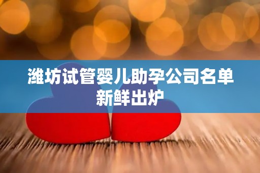潍坊试管婴儿助孕公司名单新鲜出炉
