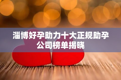 淄博好孕助力十大正规助孕公司榜单揭晓