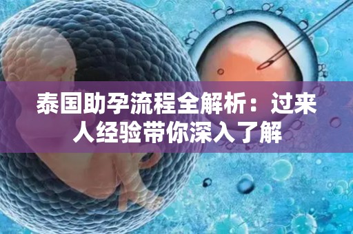 泰国助孕流程全解析：过来人经验带你深入了解
