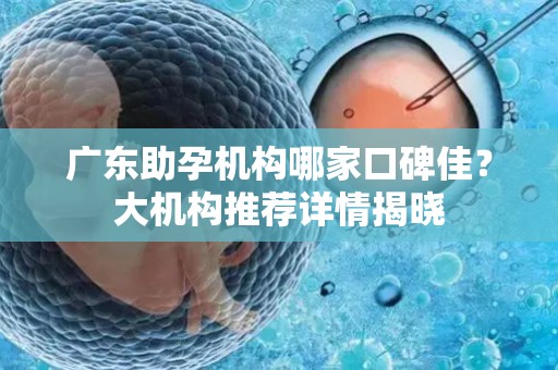 广东助孕机构哪家口碑佳？大机构推荐详情揭晓