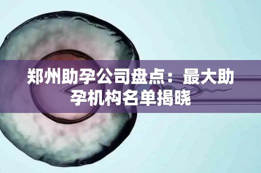 郑州助孕公司盘点：最大助孕机构名单揭晓