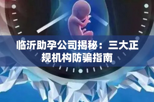 临沂助孕公司揭秘：三大正规机构防骗指南