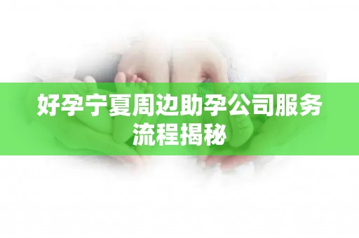 好孕宁夏周边助孕公司服务流程揭秘