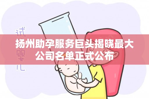 扬州助孕服务巨头揭晓最大公司名单正式公布