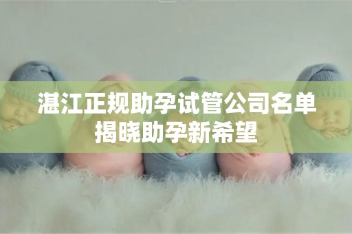 湛江正规助孕试管公司名单揭晓助孕新希望