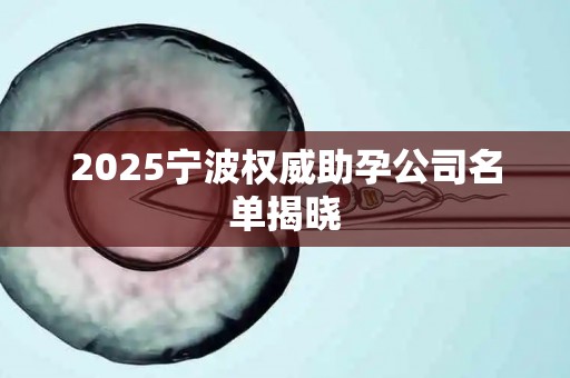 2025宁波权威助孕公司名单揭晓