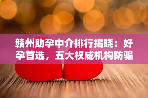 赣州助孕中介排行揭晓：好孕首选，五大权威机构防骗指南