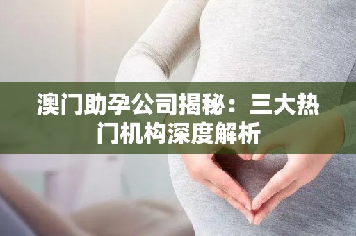 澳门助孕公司揭秘：三大热门机构深度解析
