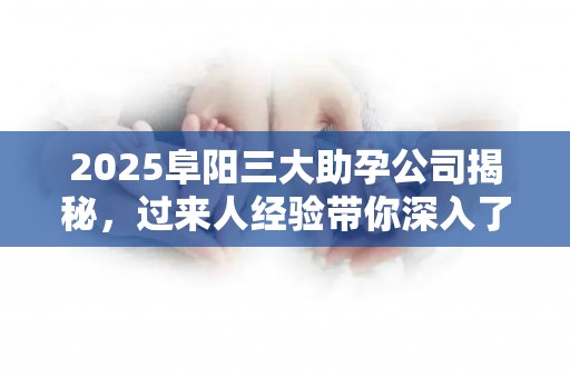 2025阜阳三大助孕公司揭秘，过来人经验带你深入了解