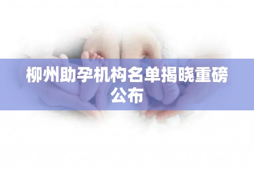 柳州助孕机构名单揭晓重磅公布