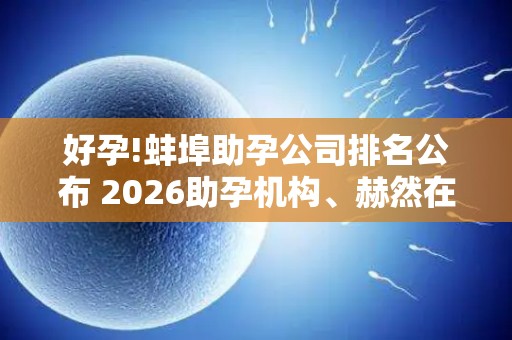 好孕!蚌埠助孕公司排名公布 2026助孕机构、赫然在列