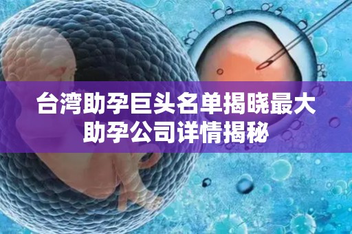 台湾助孕巨头名单揭晓最大助孕公司详情揭秘